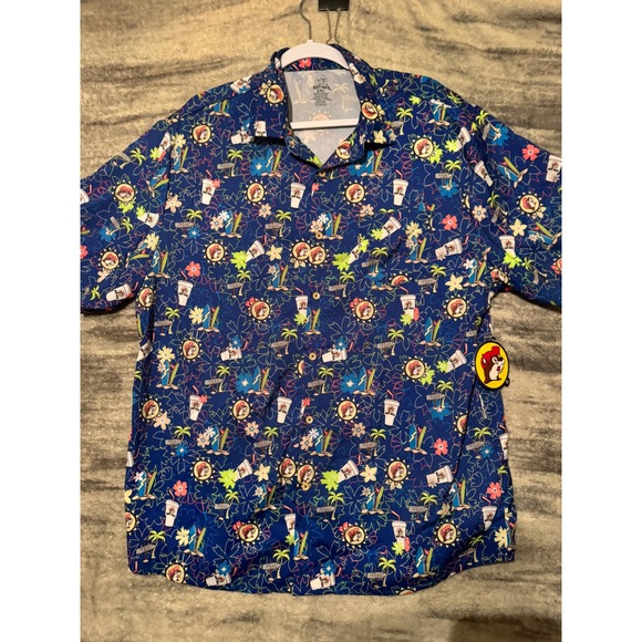 BUC-EE'S Other - Buc-ee's Mens Tropical Camper Shirt Blue All Over Print Short Sleeve 2XL NEW